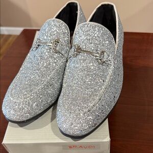 Sparkling Silver Loafers with Bit Detail
